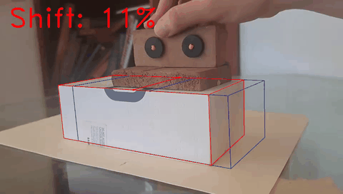 Real-time shift estimation of a metal block on a physical mockup, first video example