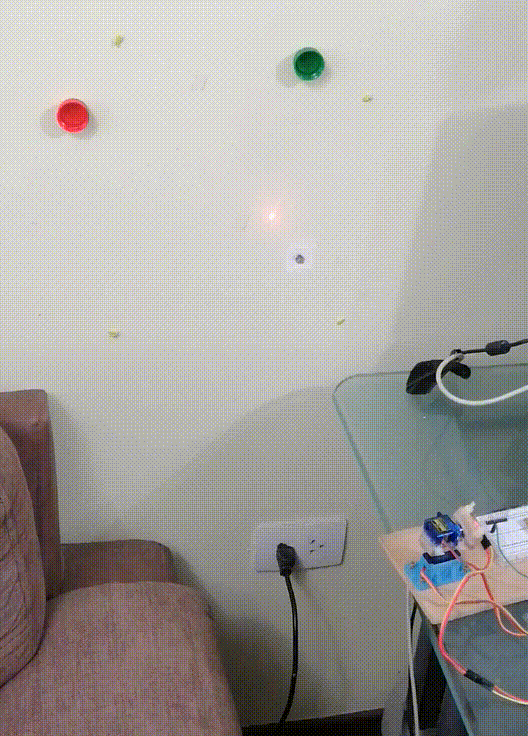 Physical setup of the pointer robot during its first trials